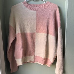 Pinch Pink & Cream Colorblock Crewneck Sweater Small